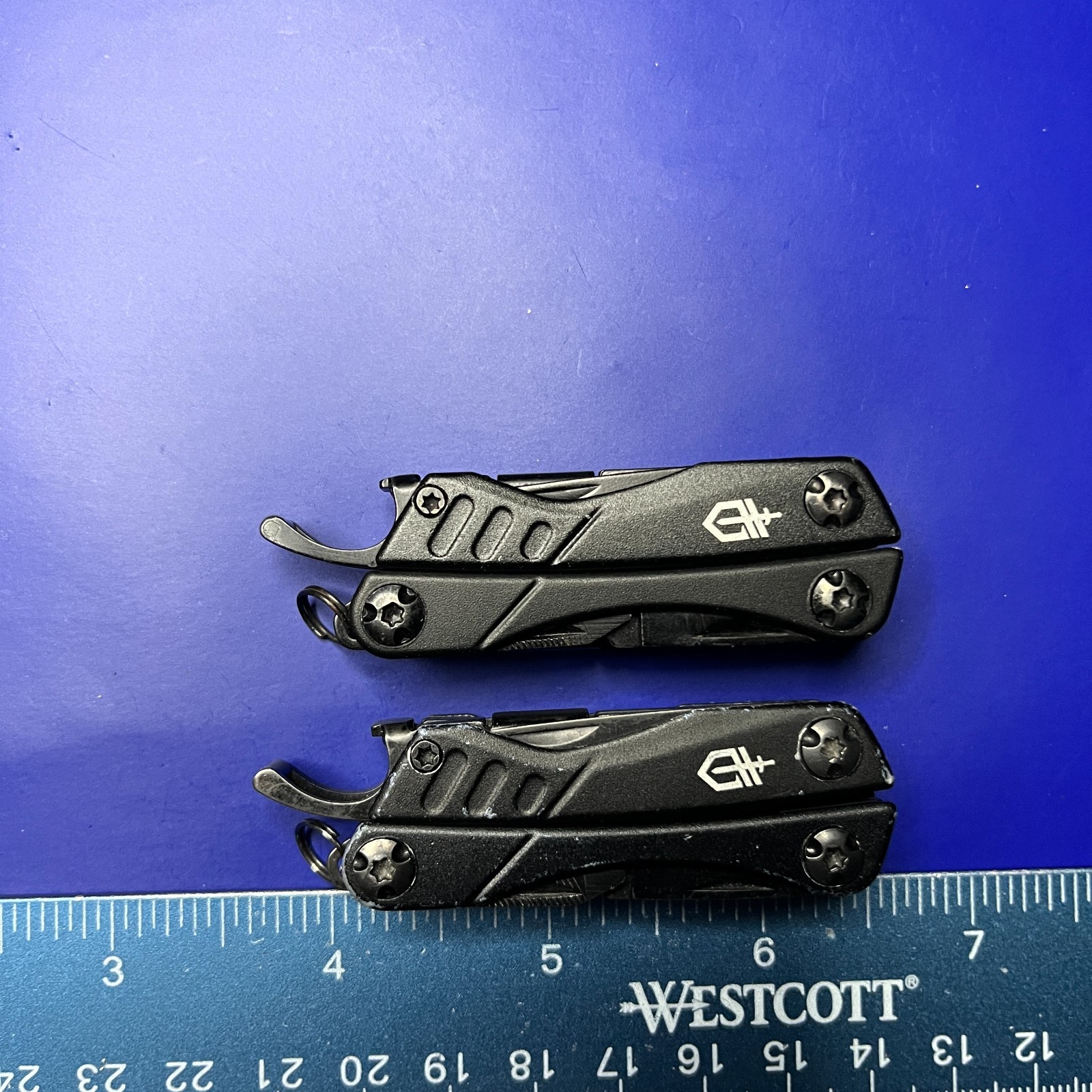 Lot of 2 Gerber Dime Multi-Tools Small Keychain Pliers Knife File Scissors