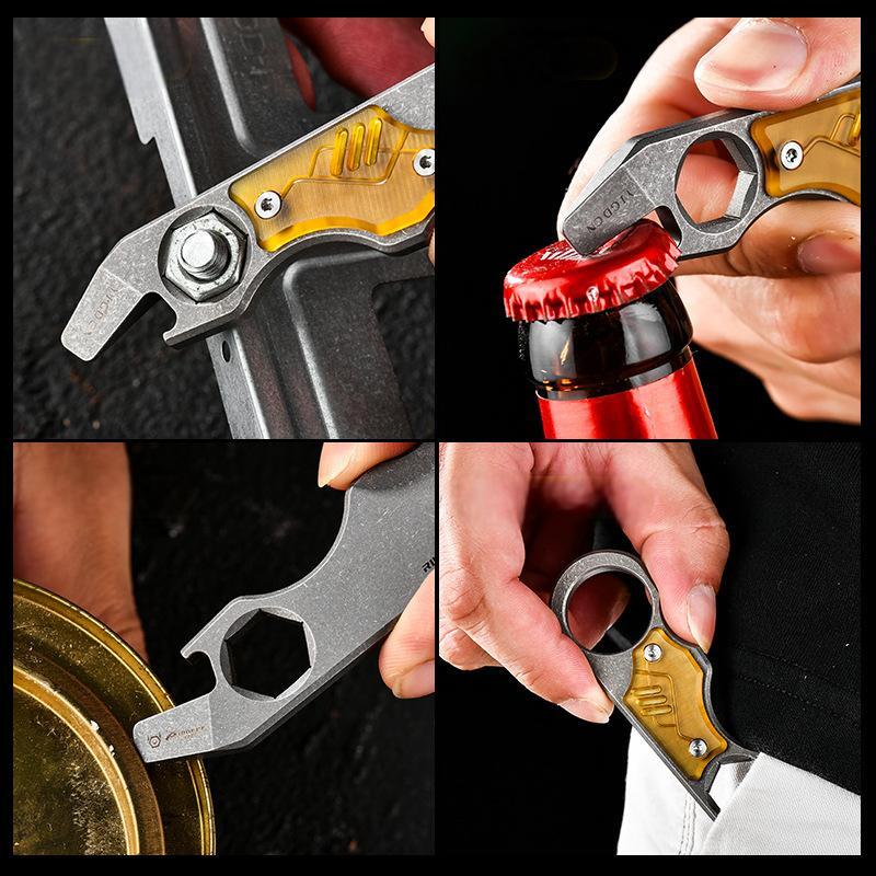 Titanium PEI Bottle Opener Pry Bar Crowbar Wrench EDC Pocket Multi Tool Keychain