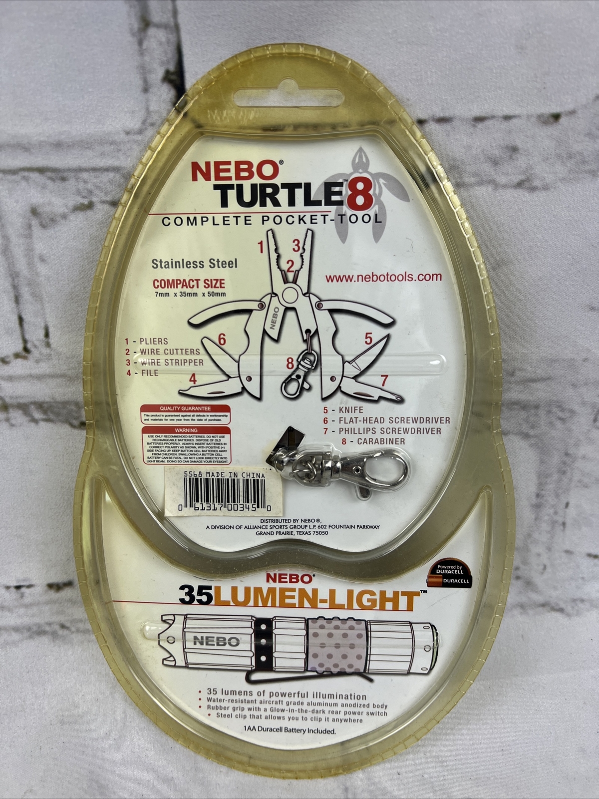 Quarrow Turtle 8 Fishing Pocket 8-Tool Combo Pack Plus 50 Lumen Flashlight