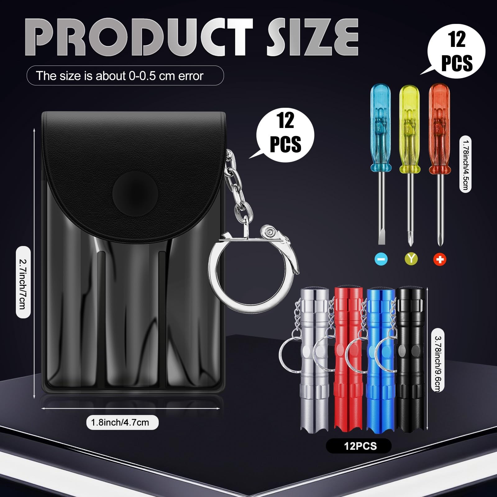 24 Pcs Mini Screwdriver Keychains LED Flashlights Keychain Set Adult Pinata S…