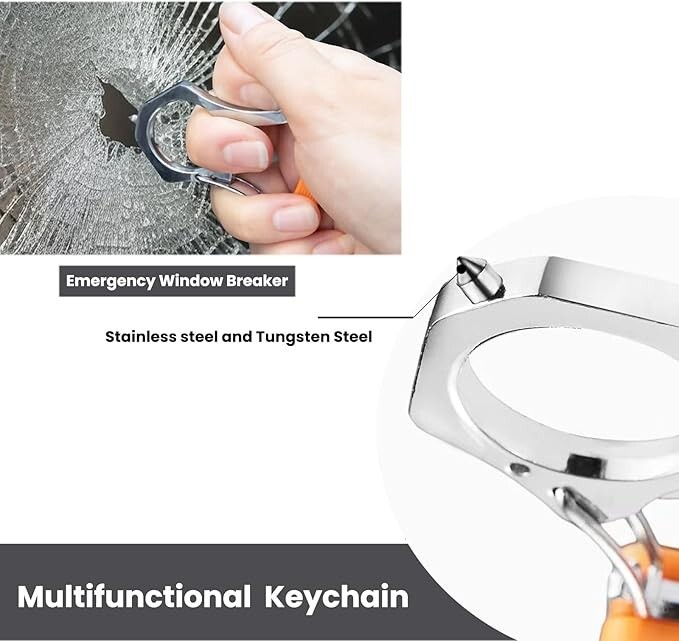 2pcs Keychain Tool 3 in 1, Emergency Window Breaker, Bottle Opener, Screwdriver