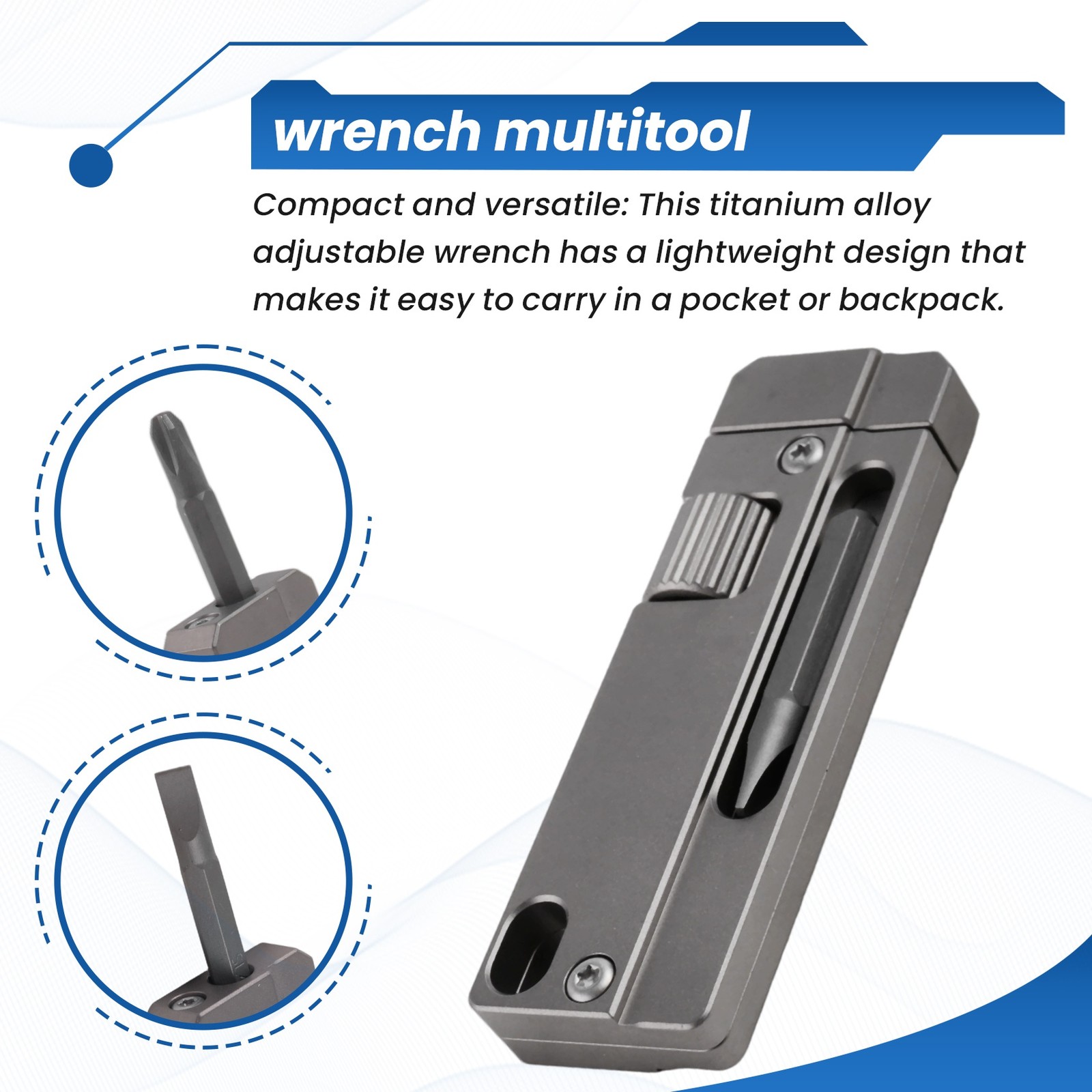 Titanium Alloy Adjustable Spanner Wrench, Multitool Portable Repair Tool3552