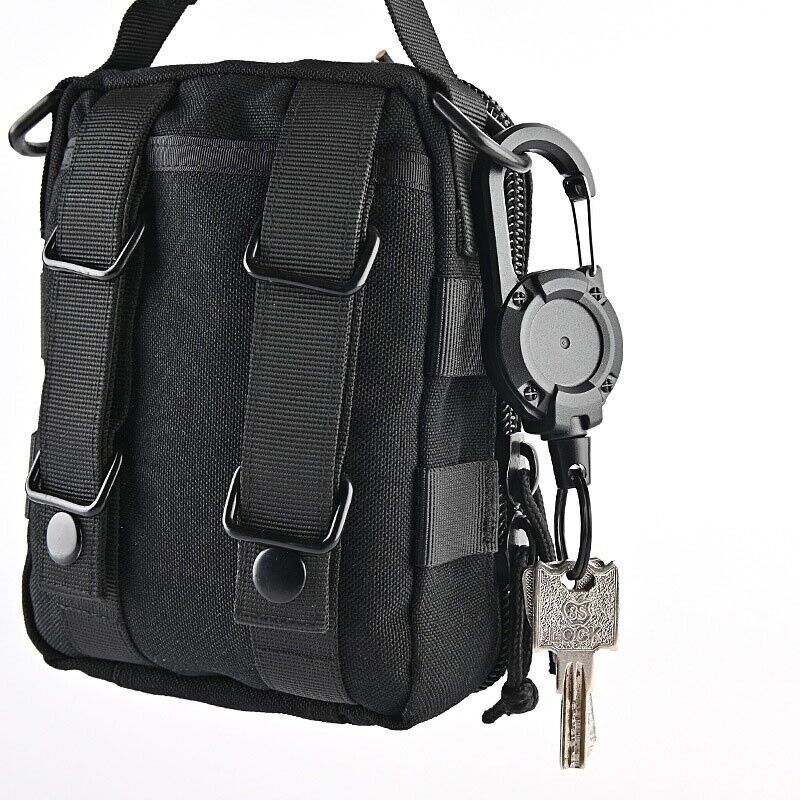 Outdoor High Rebound Telescopic Key Chain Ring Buckle Anti-theft Steel EDC Tool