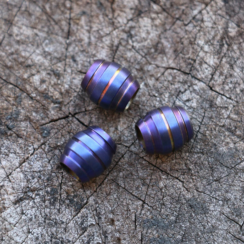 3pcs Titanium Bead Knife Parachute Lanyard Bead EDC Pendant Beads Keychain Tool