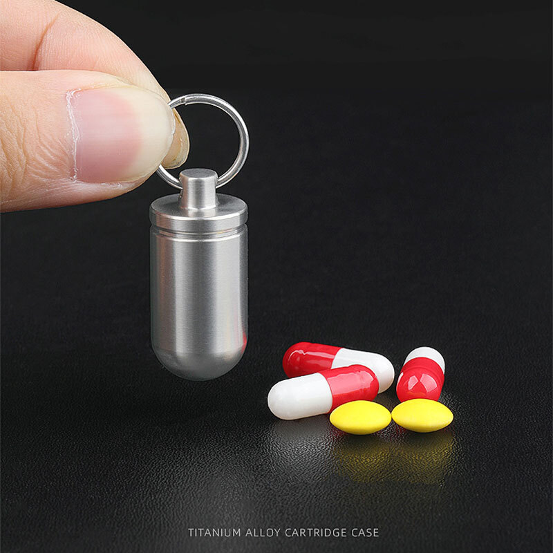 Mini Titanium Waterproof Box Sealed Storage Tank Outdoor Pill Container EDC