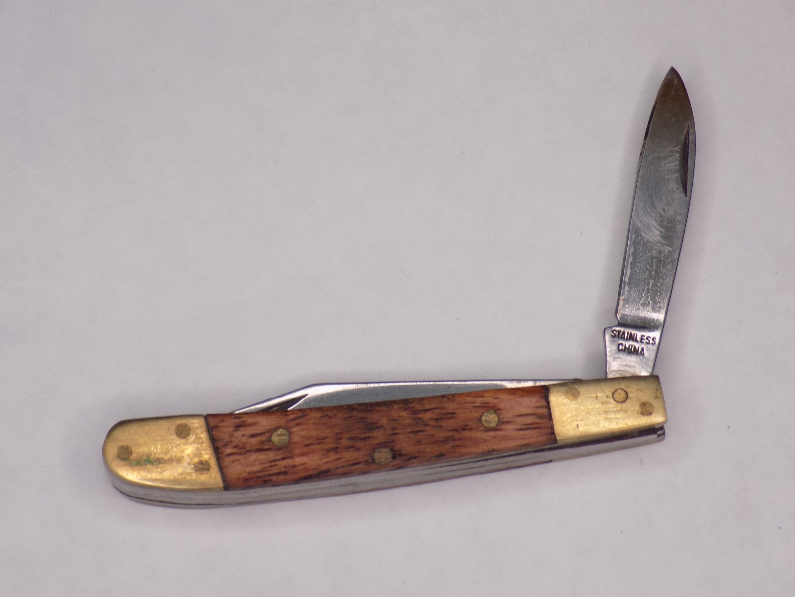 Wood Handle Pocket Knife w/ 2 Blades 2″ Stainless
