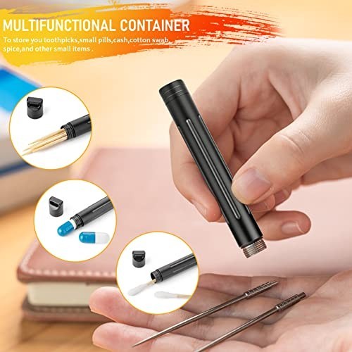 Portable Titanium Toothpick Holder Case – Waterproof Keychain Container for Camp