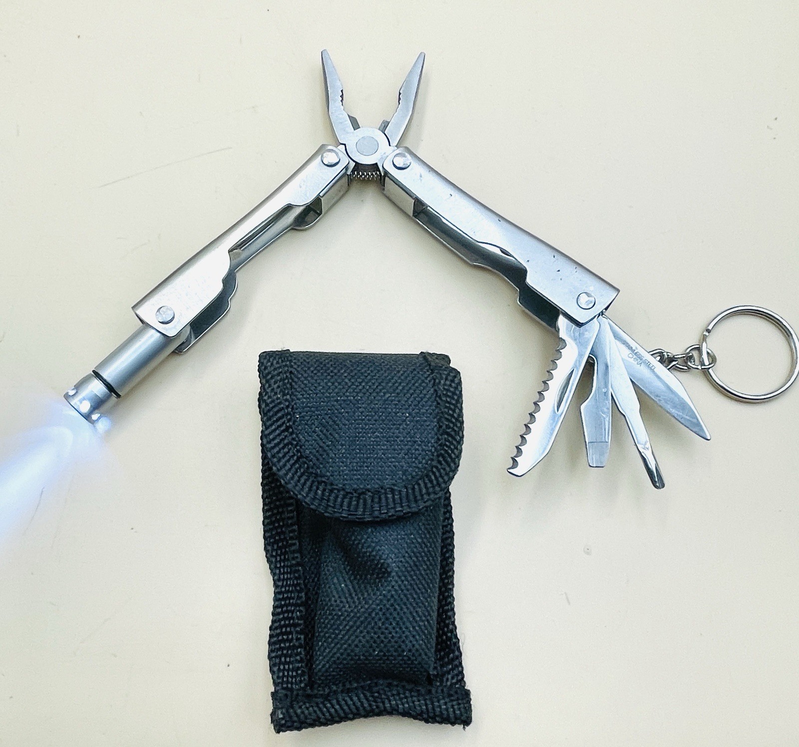 Lot of 2 Stainless Steel Multi-Tool Pliers 20-in-1 Perwin & 8-in-1 w/ Sheaths