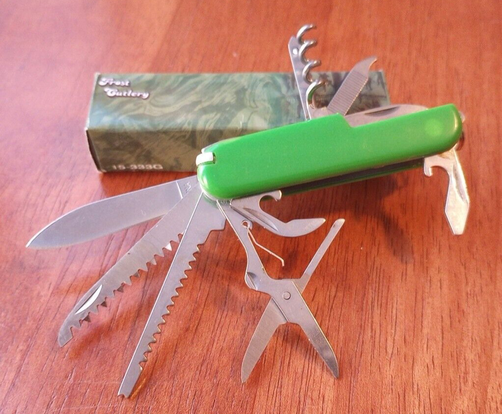 Multi-Function Frost Cutlery 3” Stainless Steel Green Army Knife 15-333G