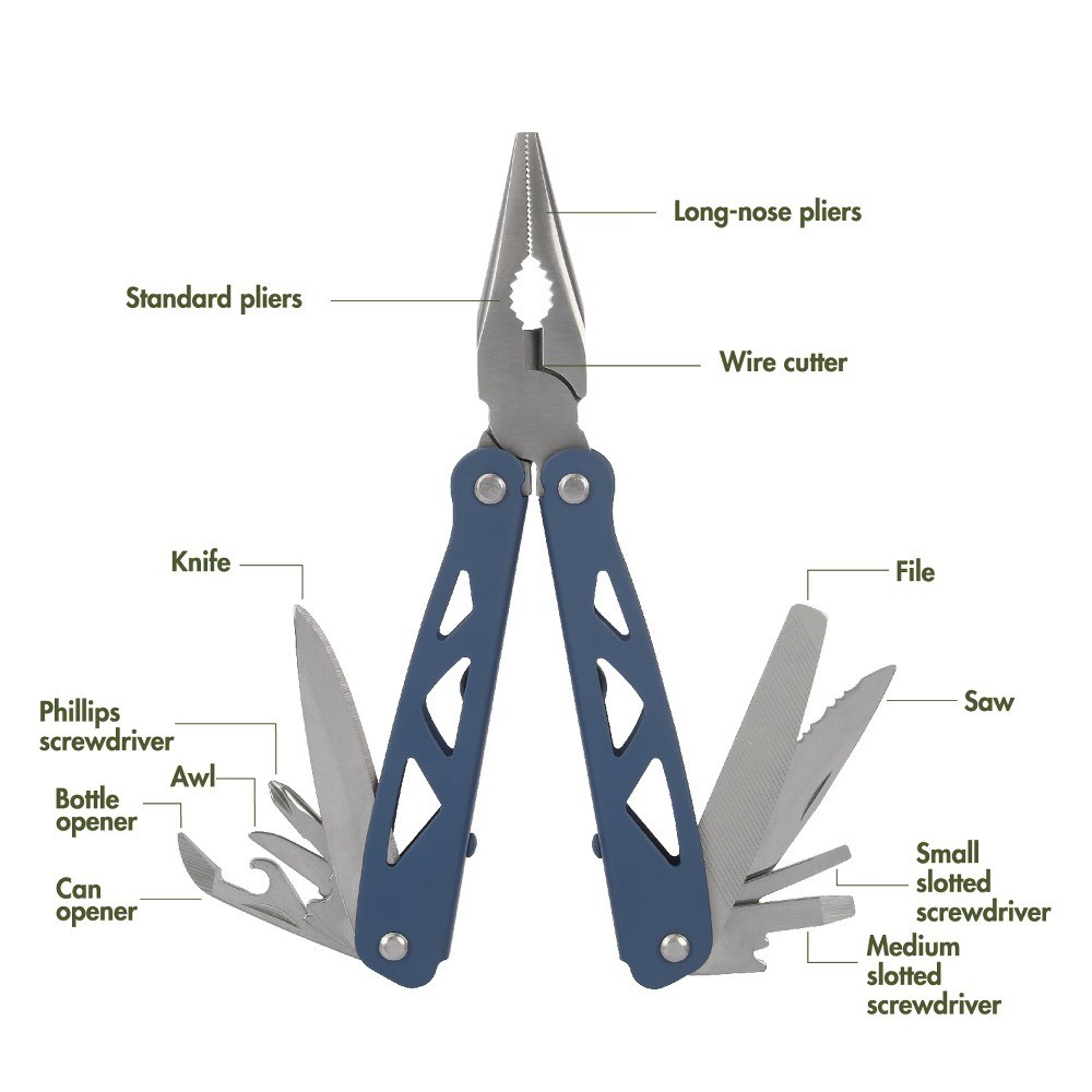 12-in-1 Multitool with Pliers Knife Screwdrivers for Camping Hiking Outdoor