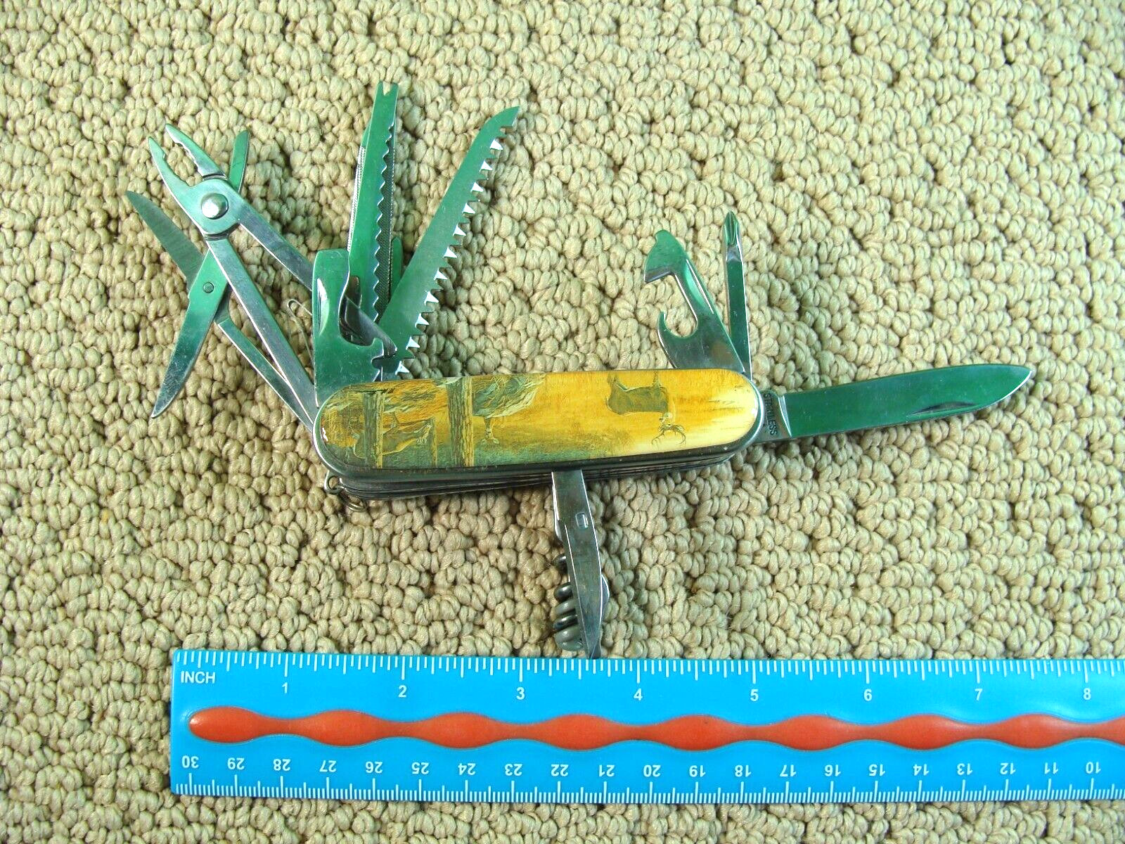 Multi-Tool Pocket Knife Case-for-Belt 6.9-oz 12-Tools Scizzors Screwdrivers