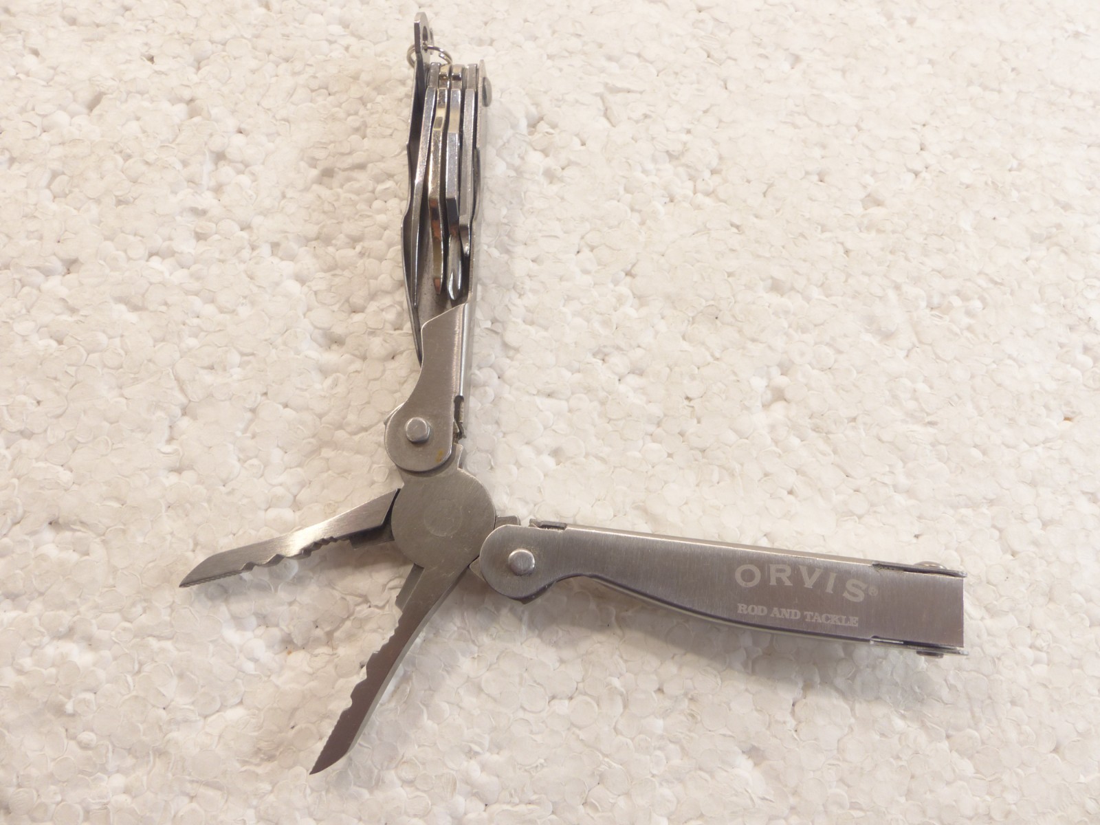 Orvis Fishing Silver Pliers Pocket Multi-Tool w/ Knife, Flashlight, Screwdriver