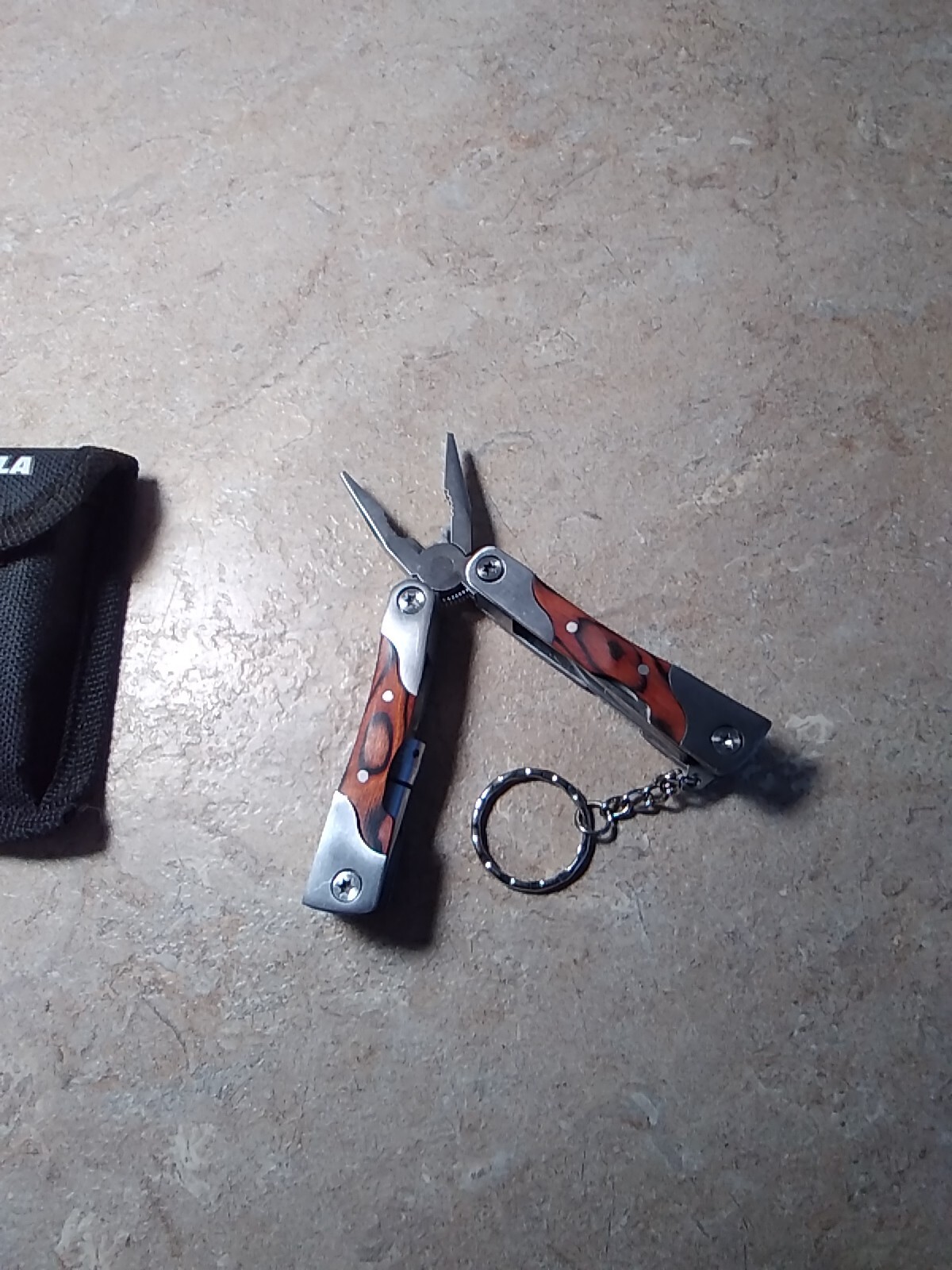 MULTI-TOOL with light NRA/ILA-Key Chain/Light/Tools-Wood Handle-Light works, New