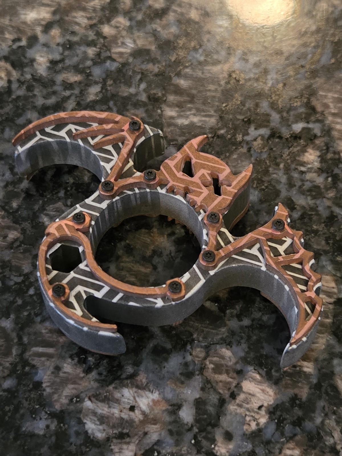 Bat 3 Finger Copper Titanium Laser Engraved Knuck EDC Pocket Tool Bottle Opener