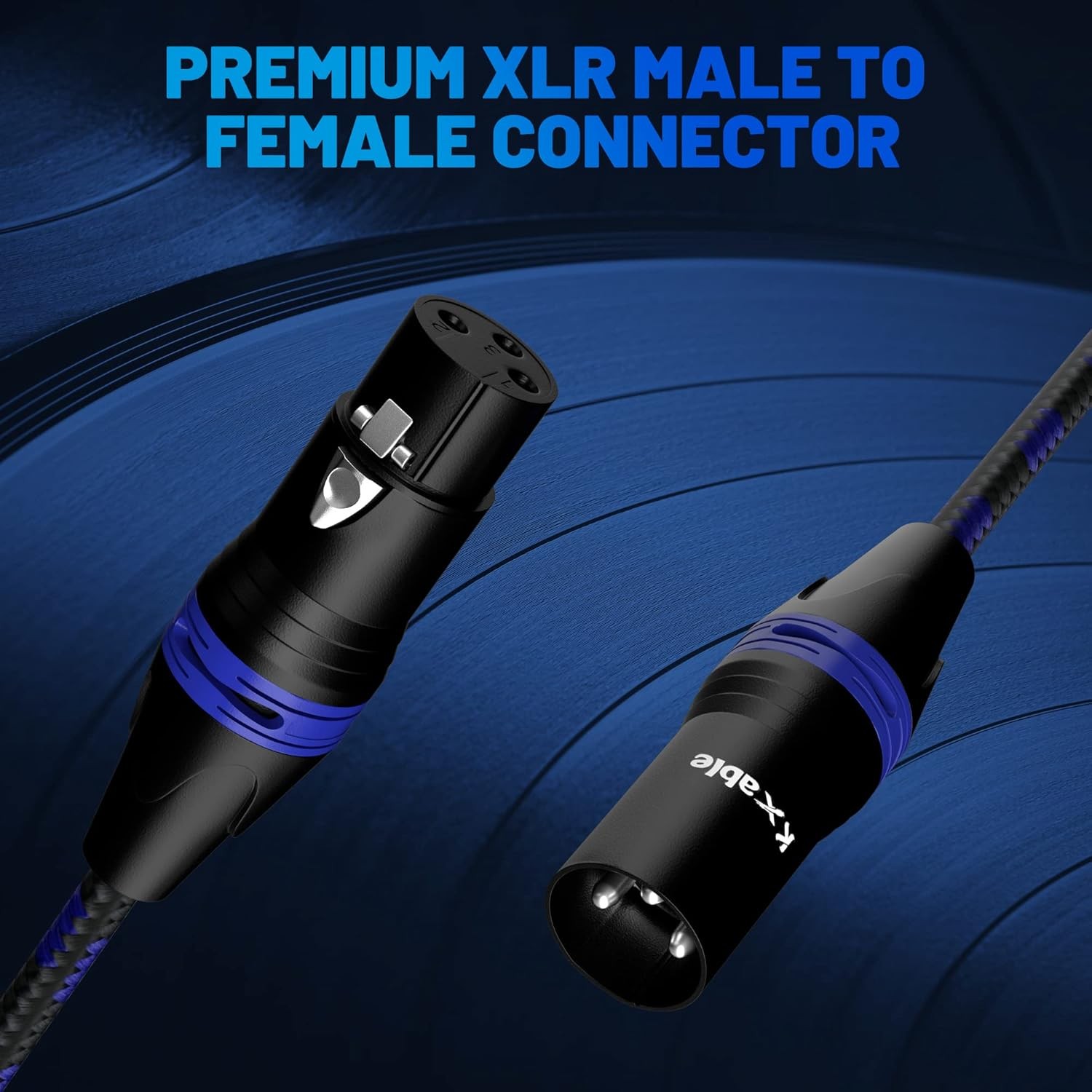 XLR Pro Mic Cable 10 Ft 2-Pack Male to Female 3-Pin Green Balanced Shielded Micr
