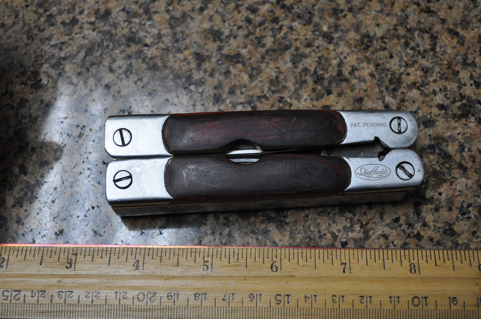 Sheffield 12-In-1 Multi Tool w/ Hardwood Handle Pliers Knife Blades Screwdrivers