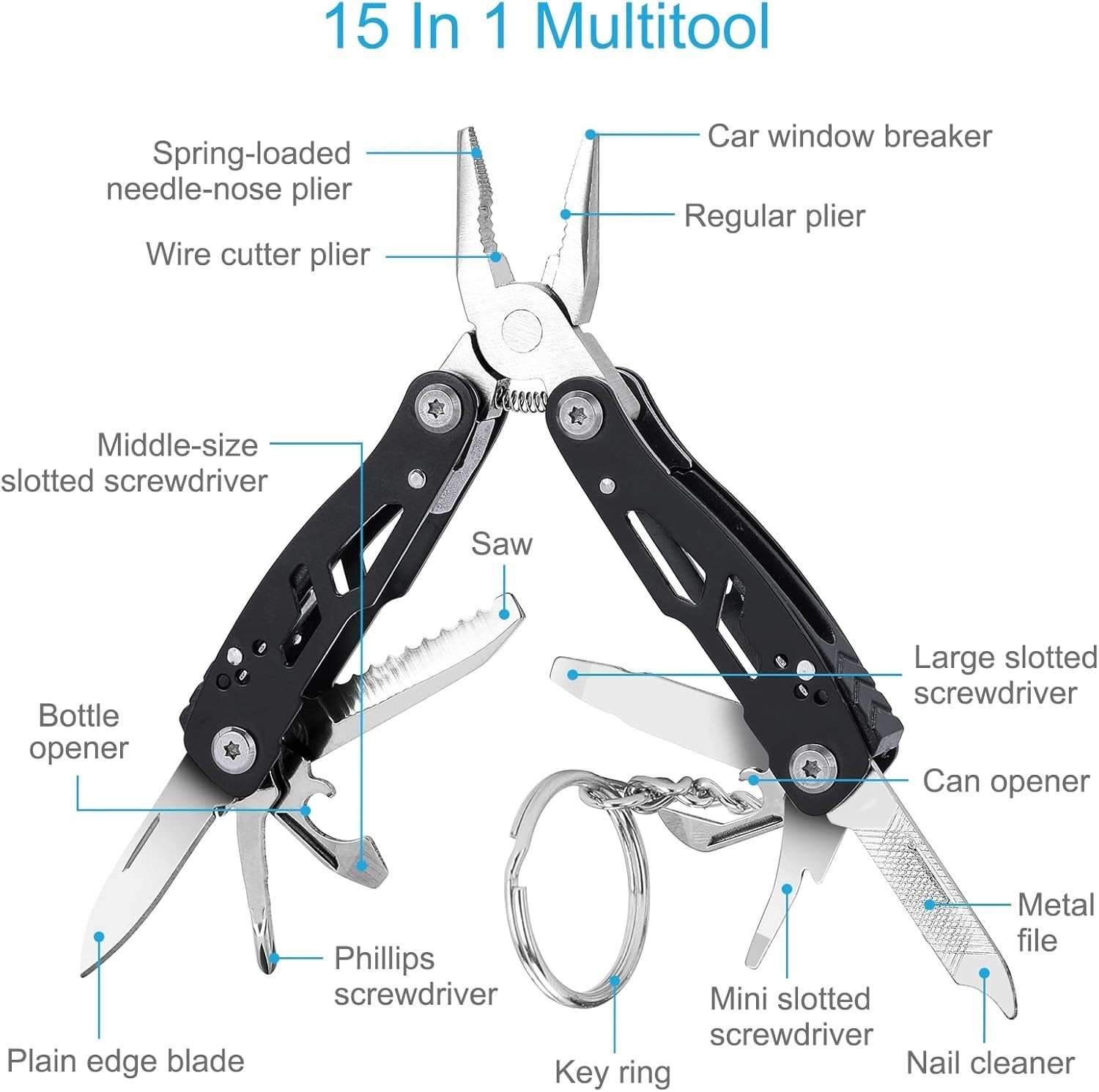 Mini Multitool Knife 12 in 1 Small Pocket Multi Tool with Knife and Pliers