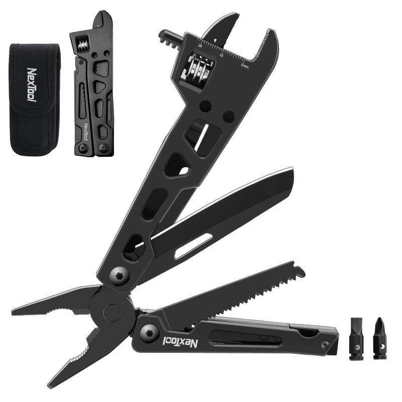 Adjustable Wrench Multitool Pliers EDC Camping Repair Tool Set with Bits