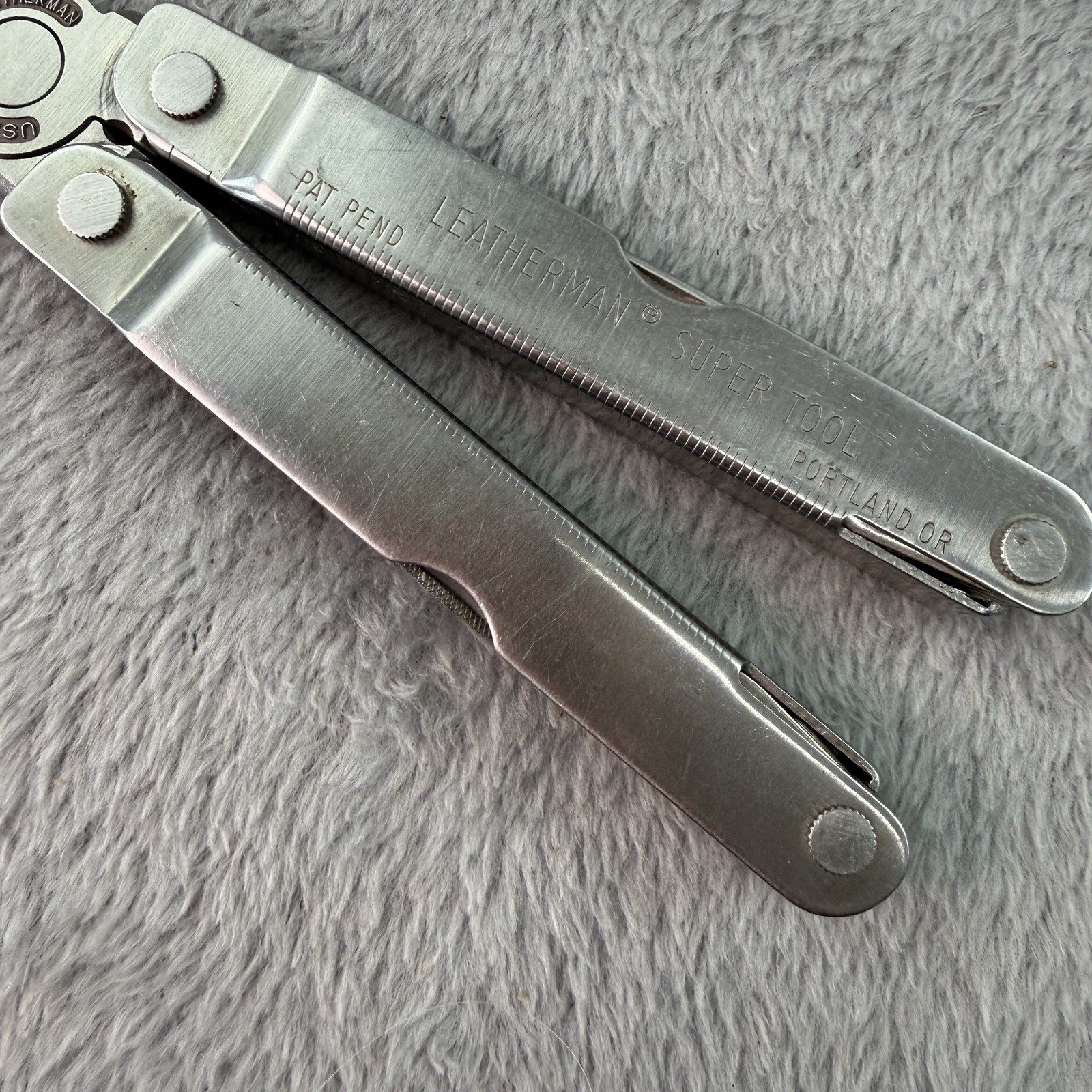Vtg 1995 Leatherman Super Multi Tool 2 Blade Original Leather Case B501