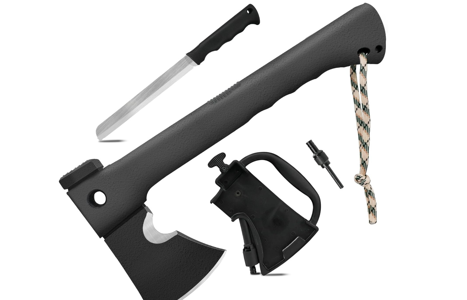 ZKH Camping Survival Axe, 6 in 1 Camping Multitool Hatchet with Hammer Knife Rop