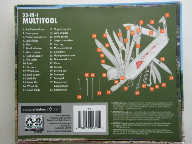 Ozark Trail Survival Knife 33-In-1 Multitool Survival Tool Pocket Knife Camping