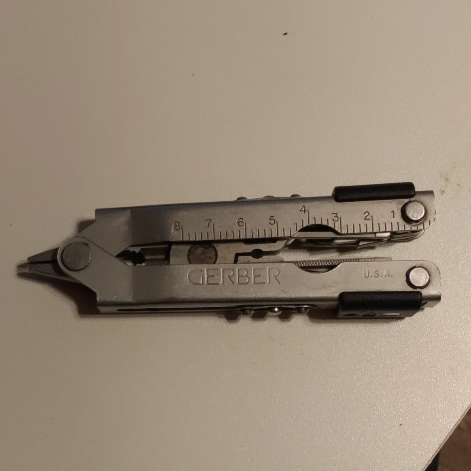Gerber Multi-Tool Stainless Steel Silver Knife File Pliers Bottle Opener Ruler