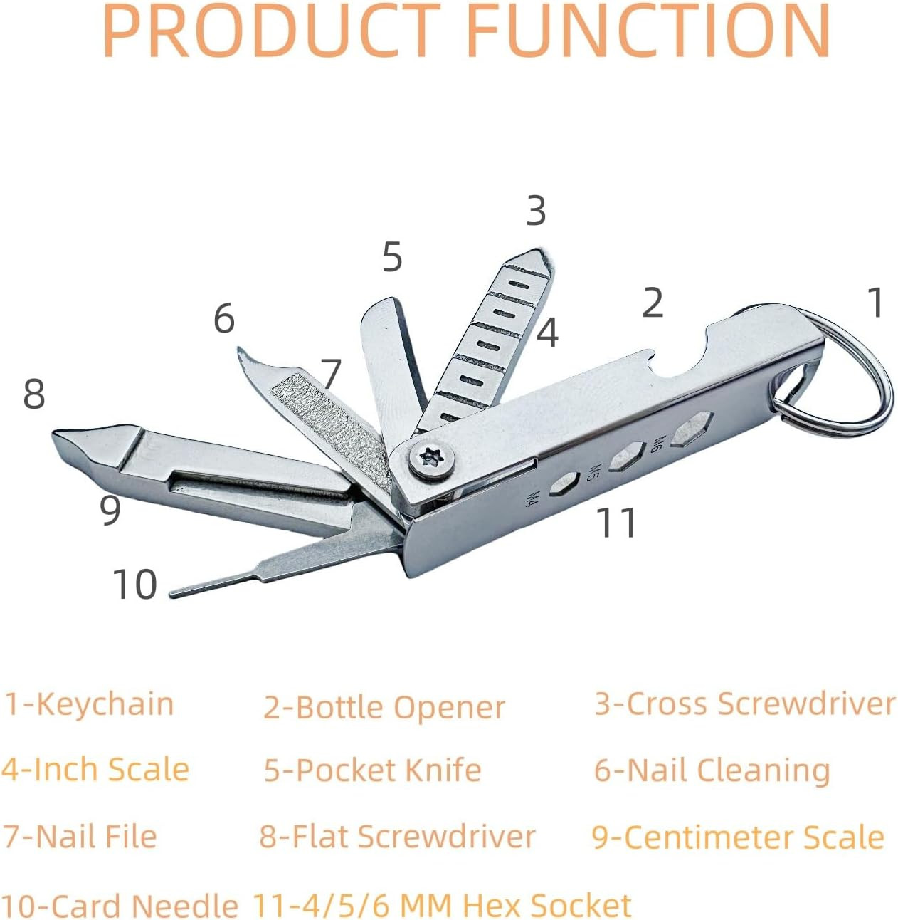 11-In-1 EDC Multi Tool with Pocket Knife for Men, Stainless Steel Bottle Opener
