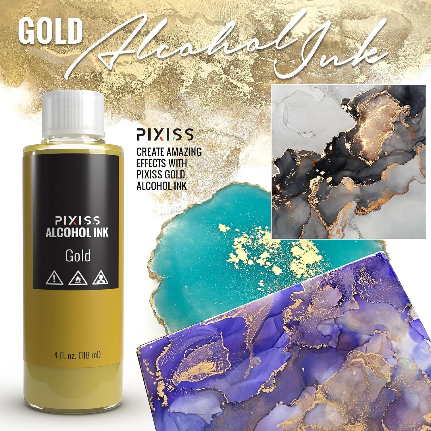 Silver & Gold Alcohol Ink Resin 4oz Metallic Colors