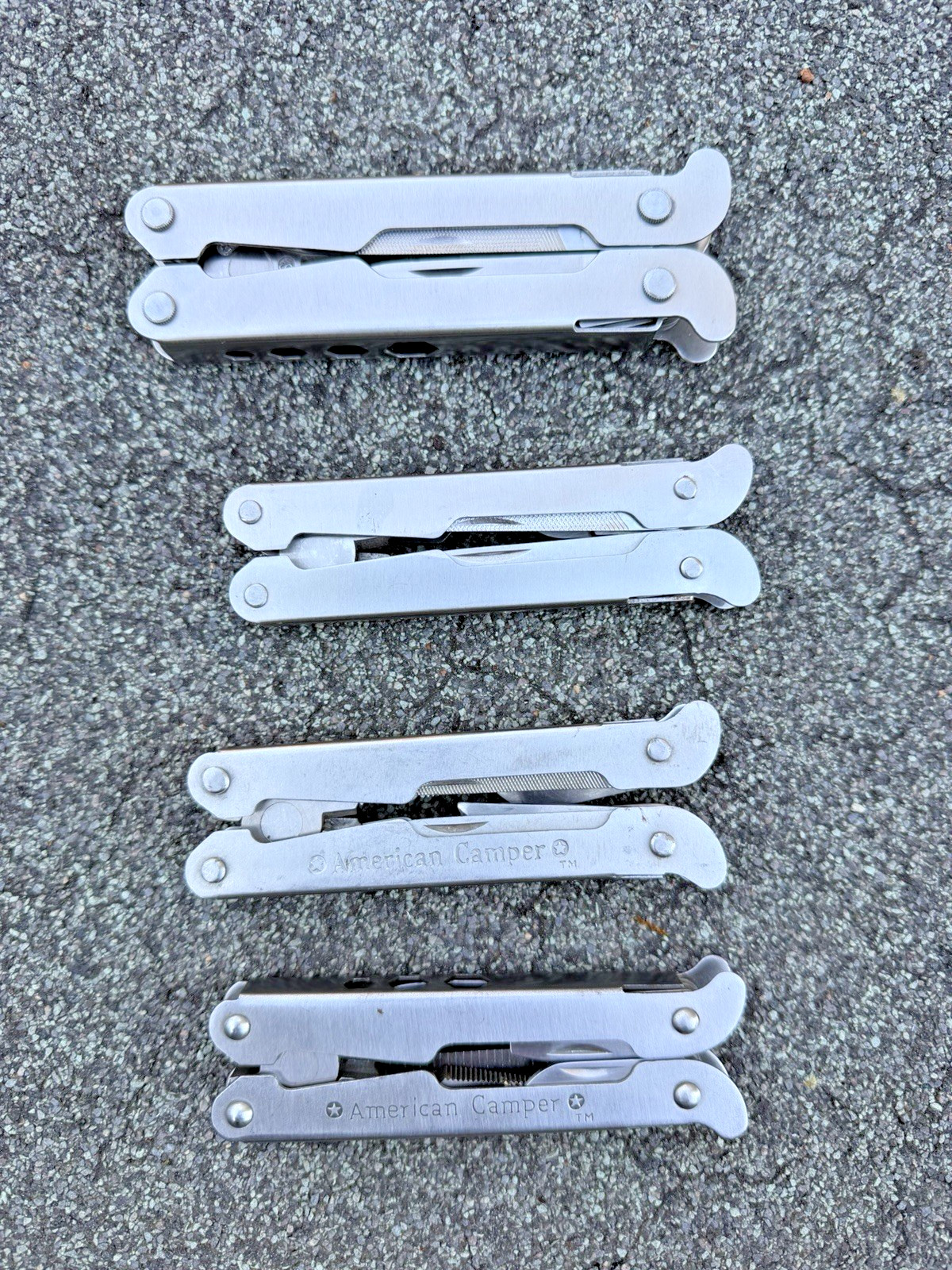 Vintage American Camper Multi-Tools, Lot of 4, Pocket Knife Pliers Screwdriver