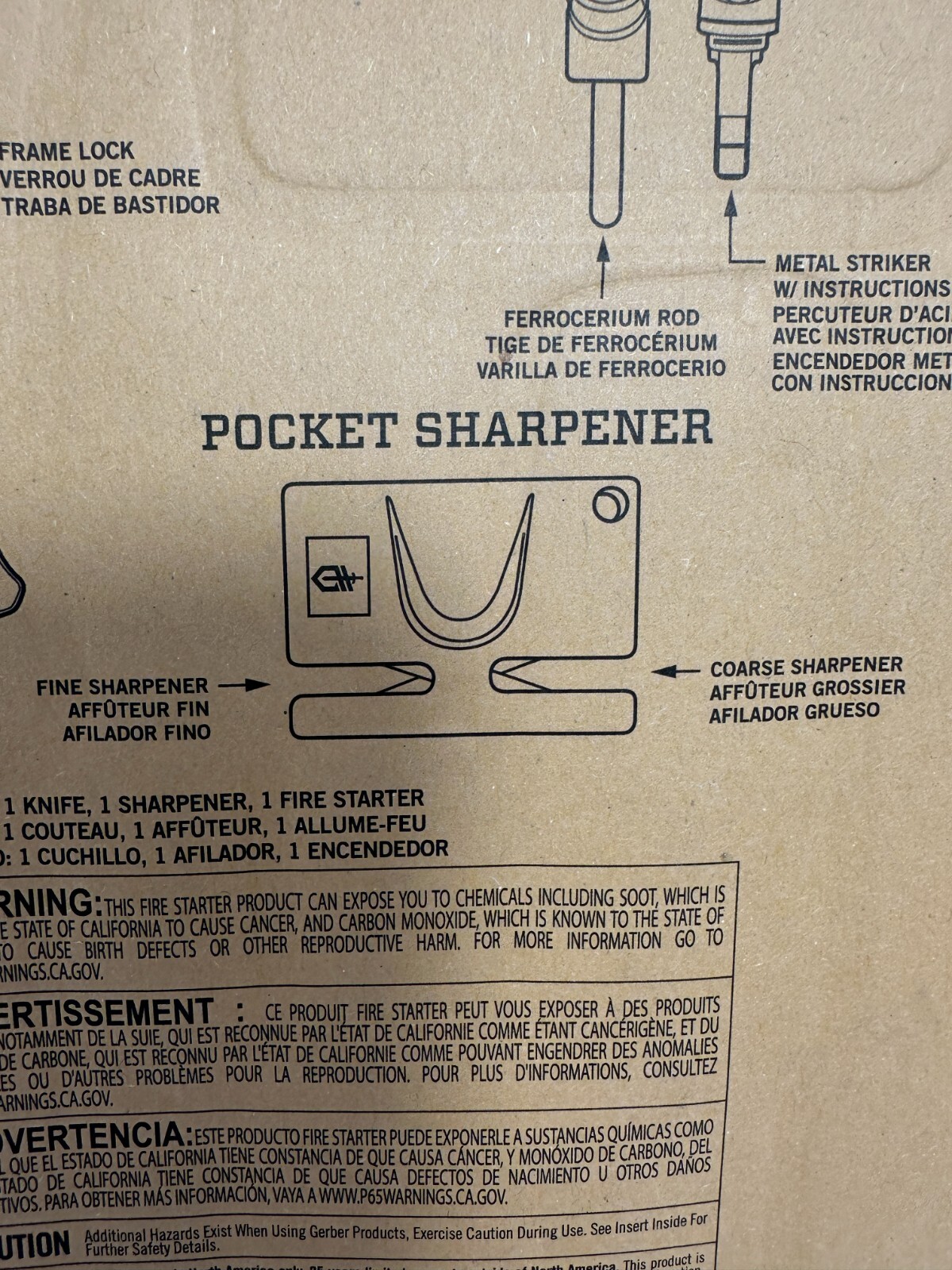 Gerber 31-004134 Paraframe Combo Pack Knife Fire Starter Sharpener