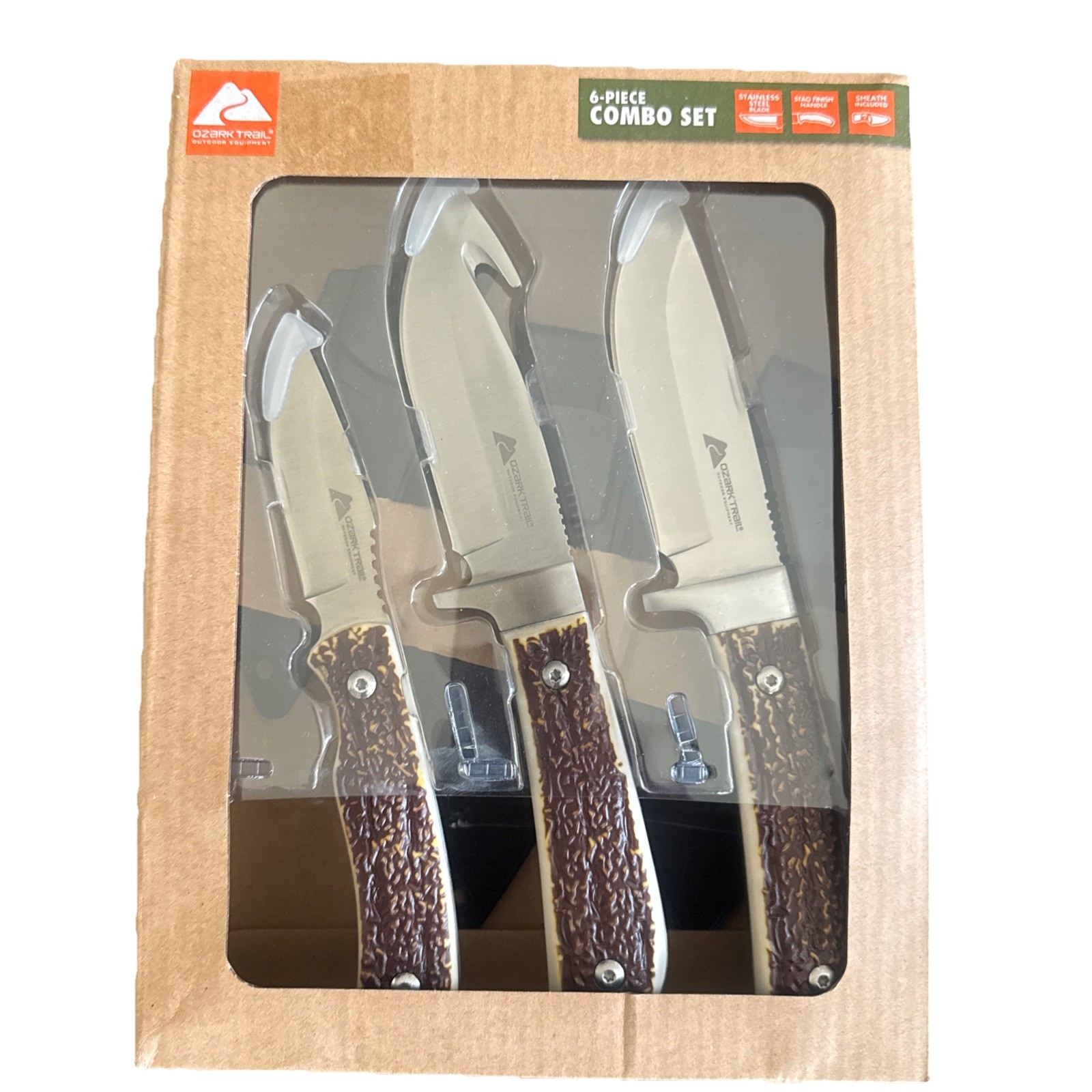Ozark Trail 6 Piece Knife Combo Set With Sheaths Stainless Steel Outdoor Trail