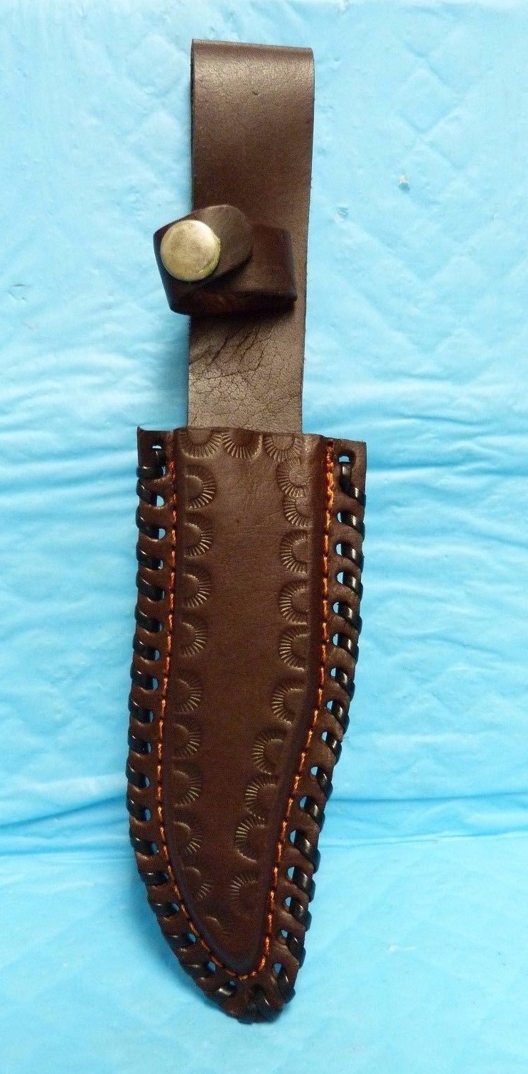DEER HUNTER 10″ FIXED BLADE COLOR LAYERED WOOD HANDLE W/ BOX & LEATHER SHEATH #9