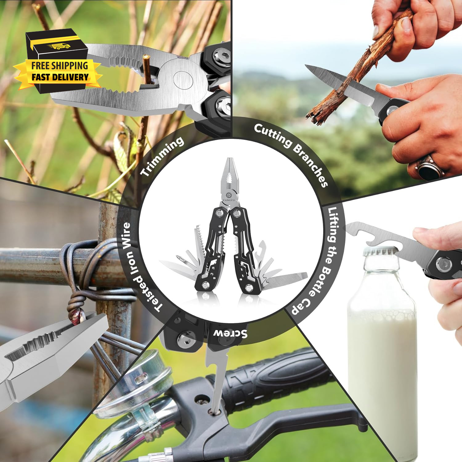 14-In-1 Multitool with Safety Locking, Professional Stainless Steel Multitool Pl