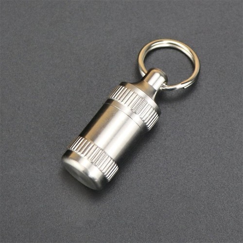 Titanium Alloy Waterproof Emergency Capsule Box Pill Case Keychain Pendant EDC
