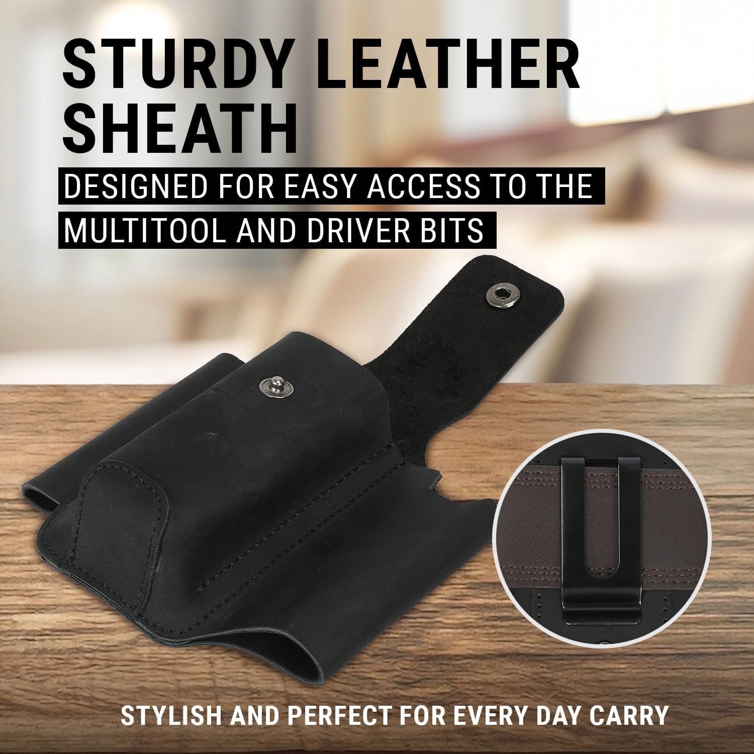 EPG Heavy Duty Multitool Bundle: Leather Case, Multi-Function Flashlight, Screwd