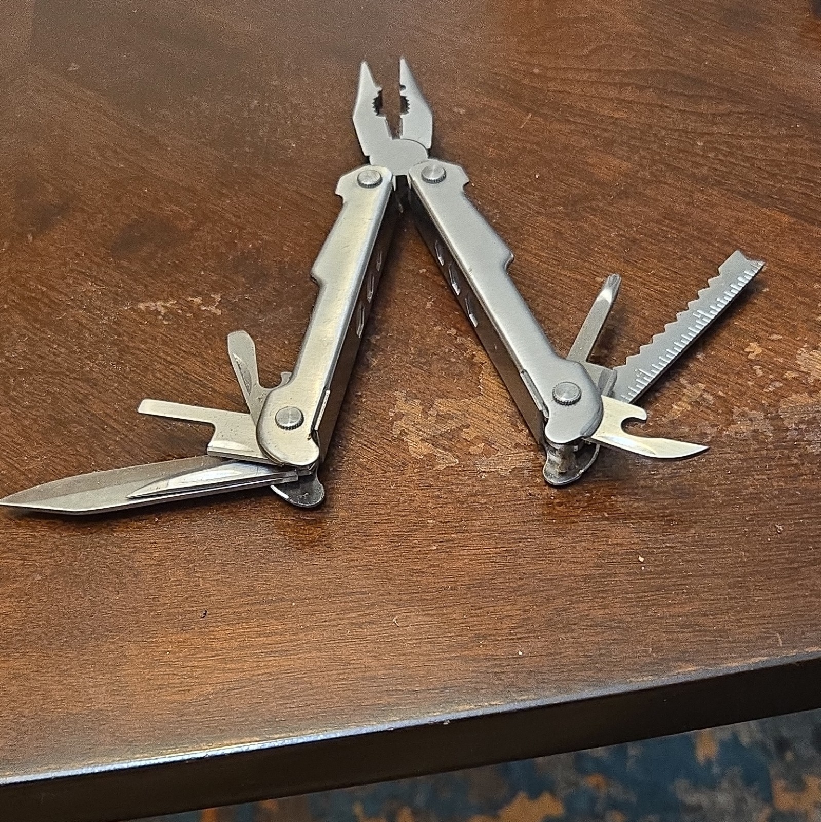 PROTOCOL Stainless Steel 8-in-1 Multi-Tool Pliers Knife Saw File 6.5in