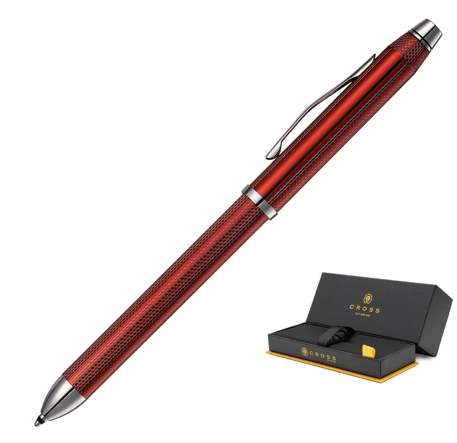 Tech3+ with Sophisticated Brushed Red Diamond Pattern Finish Barrel, 0.5mm Pe…