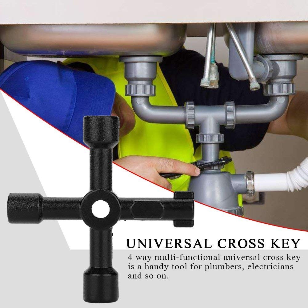 Universal Cross Key 4-Way Radiator Key Zinc Alloy Opening Key for Water Meter…