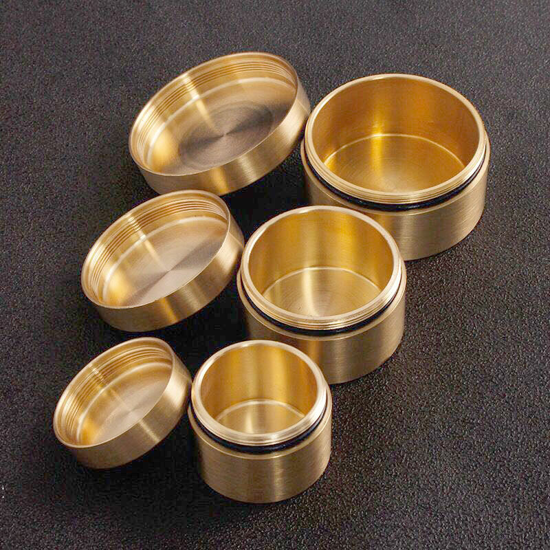 HotEDC Large Solid Brass Waterproof Box Outdoor Travel Home Pill Case SealedTank
