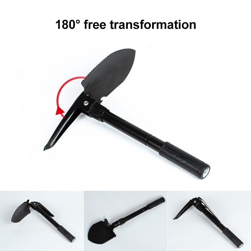 Pala plegable portátil multifunción para acampar, pala de supervivencia (negro)