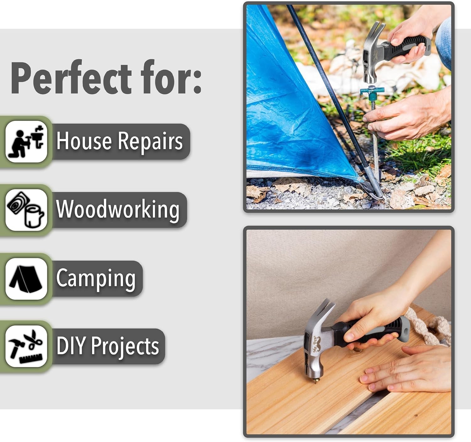 Durable 8oz Stubby Hammer with Magnetic Starter – Ideal for Precise DIY Projects