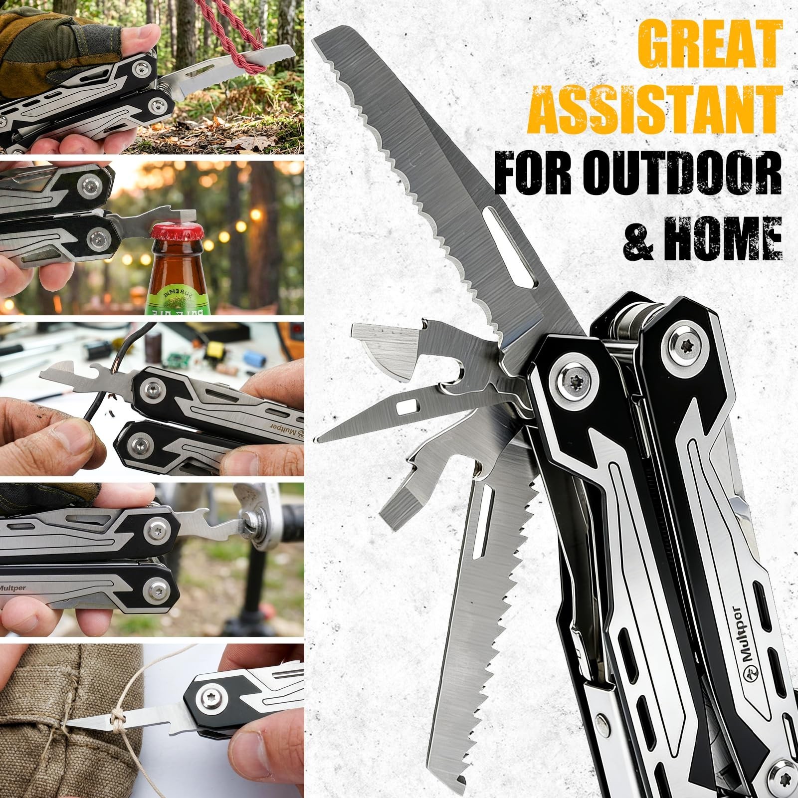 21-in-1 Stainless Steel Multitool Pliers with Knife, Screwdriver & Locking Grip