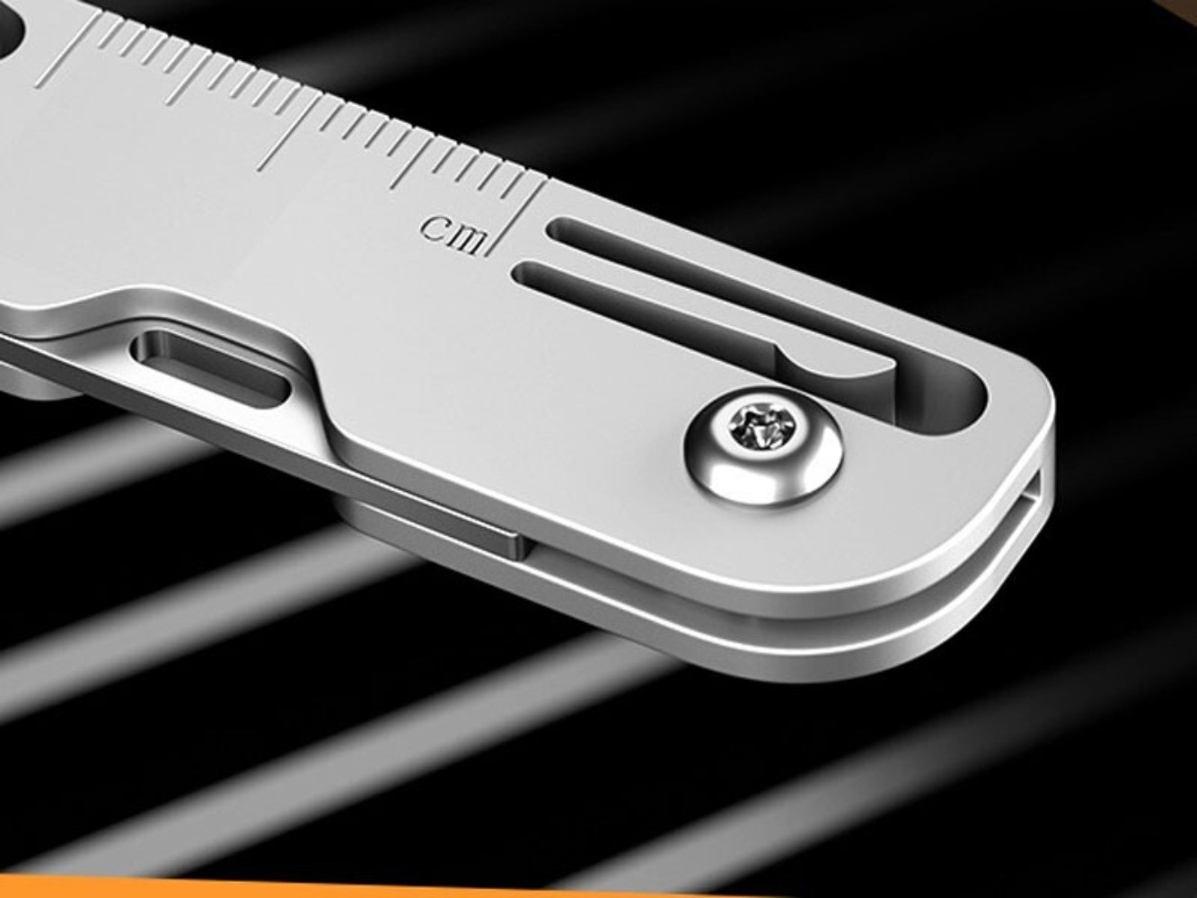 New EDC Titanium Keychain Pry Bar Crowbar Opener Ruler Knife Outdoor Multi Tools