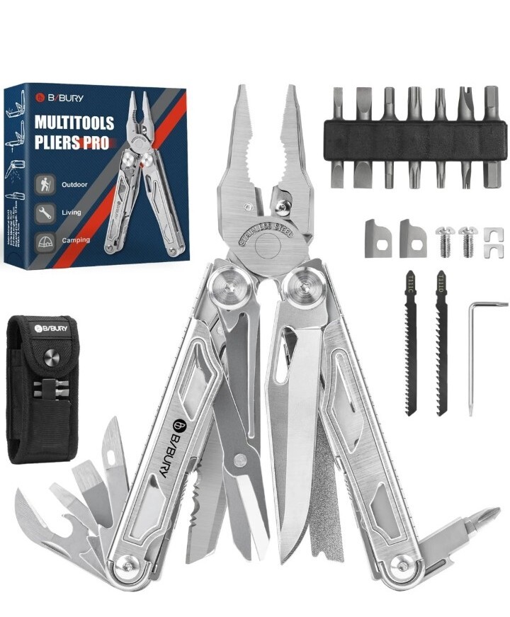 BIBURY Multitool Pliers, Stainless Steel Multi Tool Pliers with Replaceable W…