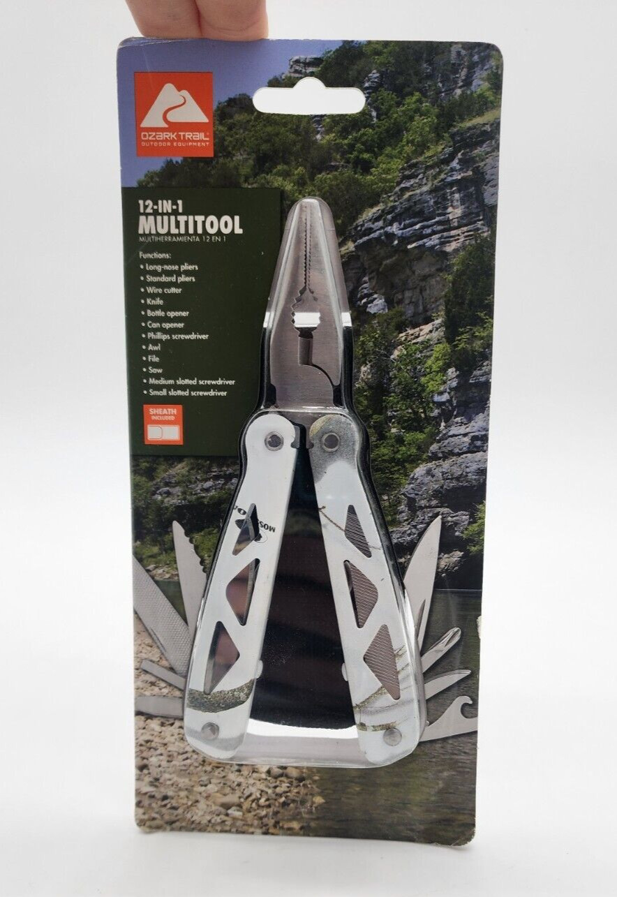 Ozark Trail 12-In-1 Multi Tool Outdoor Equipment includes Sheath White Tree