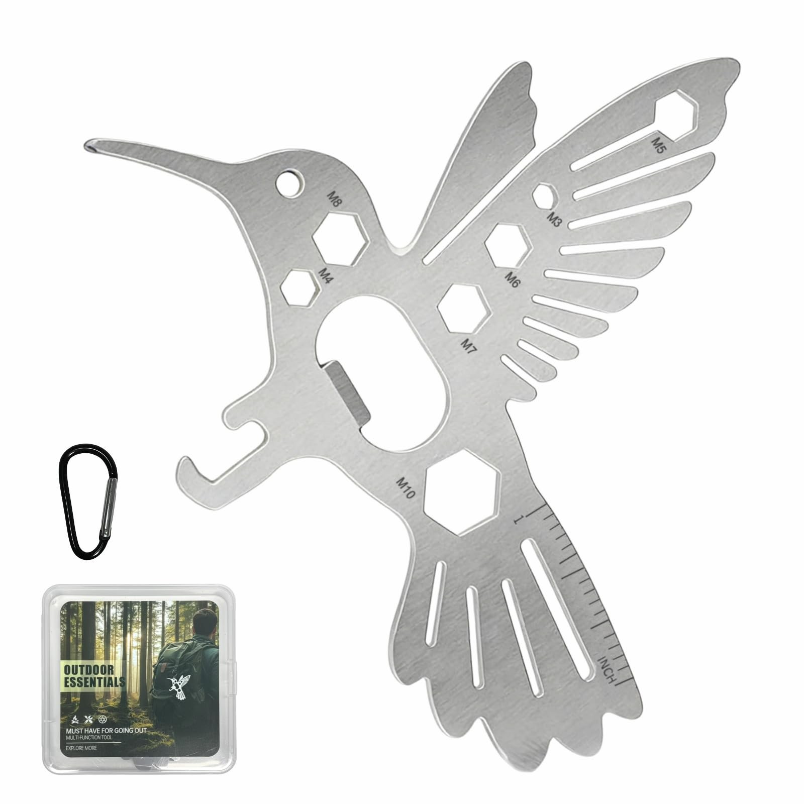 Hummingbird Multitool Carabiner, Military-Grade Stainless Steel, Survival Key…