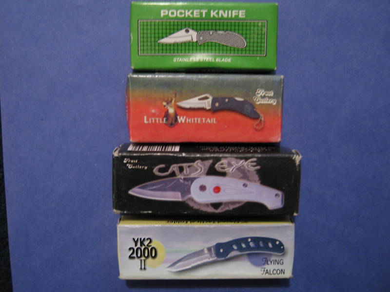 4 Frost Pocket Knives w/CATS EYE/YK2 2000 11 FLY.FALCON