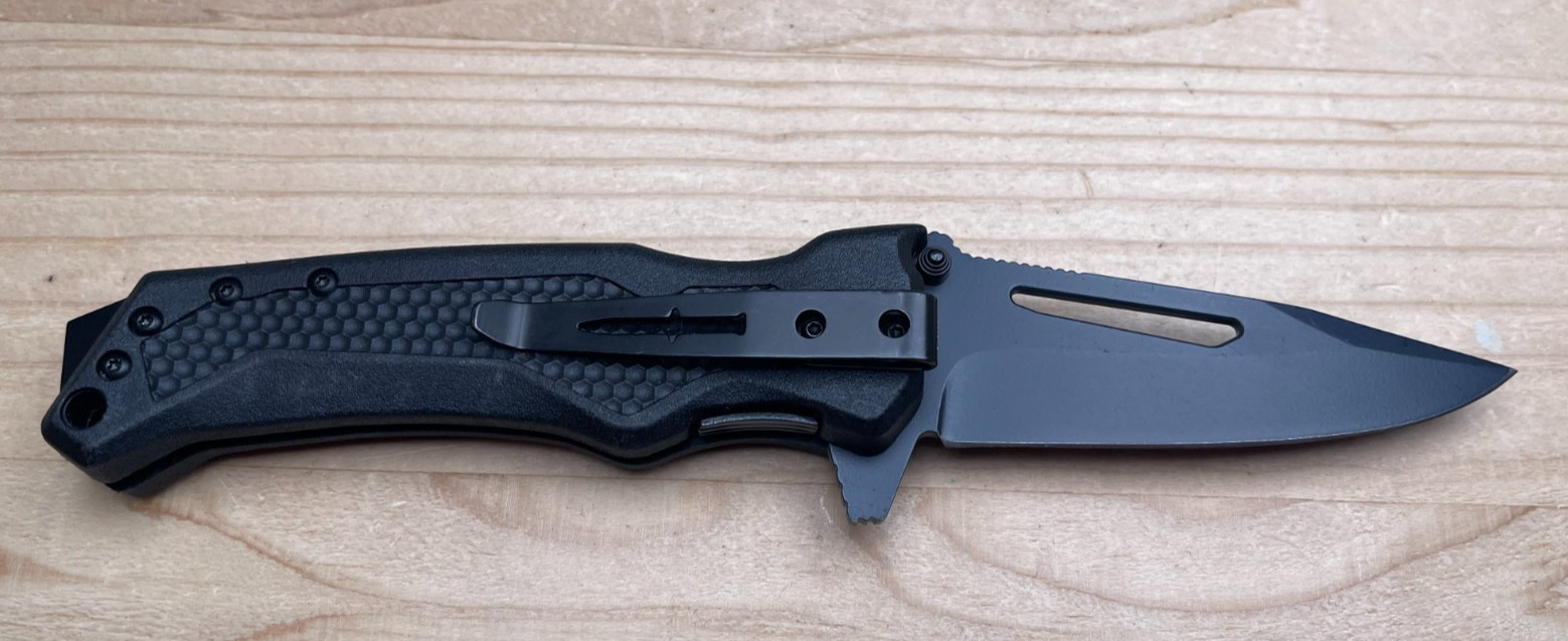 Camillus Jared Ogden Titanium NS-8B Plain Edge AUS-8 Black GFN Folding Knife