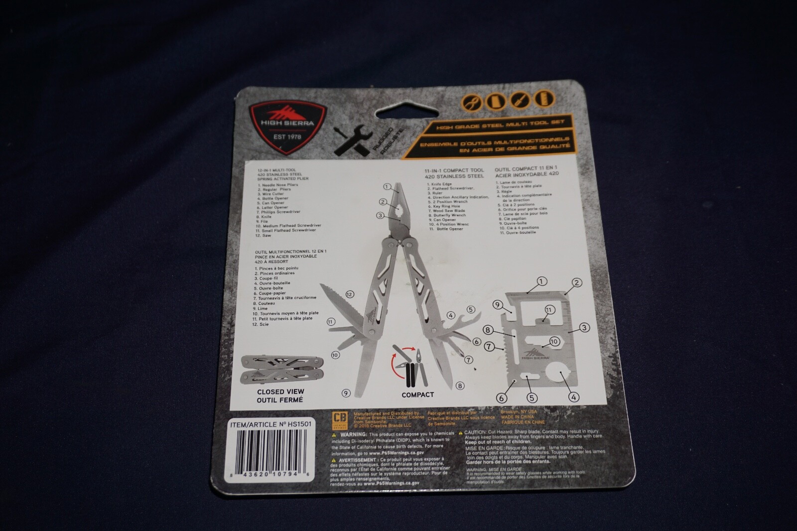 HIGH SIERRA 12-IN-1 MULTI-PLIERS TOOL + 11-IN-1 COMPACT TOOL STAINLESS STEEL