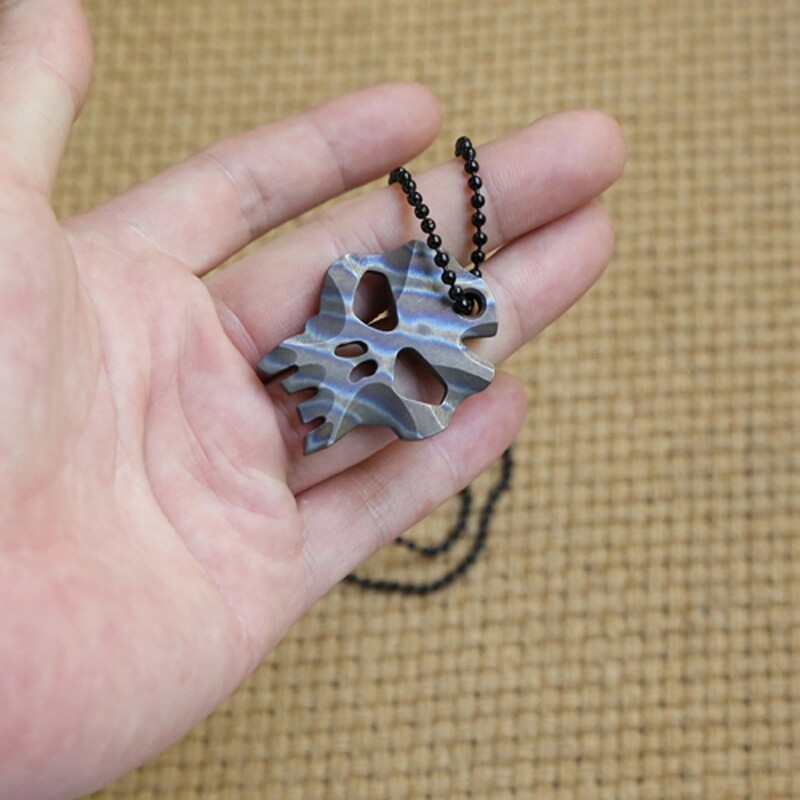 Titanium TC4 Skull Beads EDC Flame Key Chain Necklace Pendant Ornaments DIY Bead